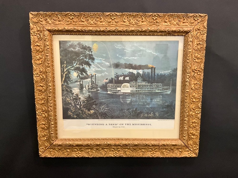 “Rounding A Bend?? On the Mississippi-The Parting Salute Reproduction - F. Palmer Del (1 of 7)