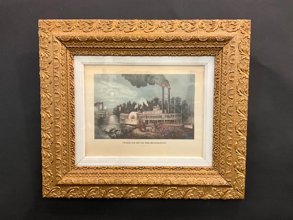 “Wooding Up?? On The Mississippi- Currier & Ives Lithograph - E.P Palmer Del (1 of 7)
