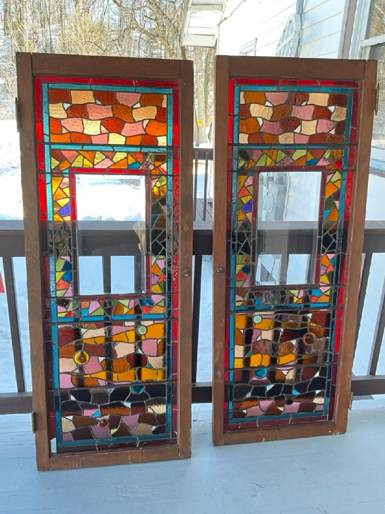 Late 19th or Early 20th c. Aesthetic Stained Glass Jeweled Doors (1 of 10)