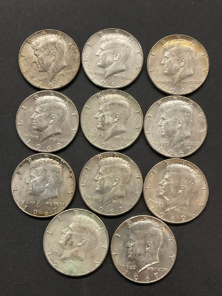 Eleven (11) 40% Silver Kennedy Half Dollars (1 of 1)