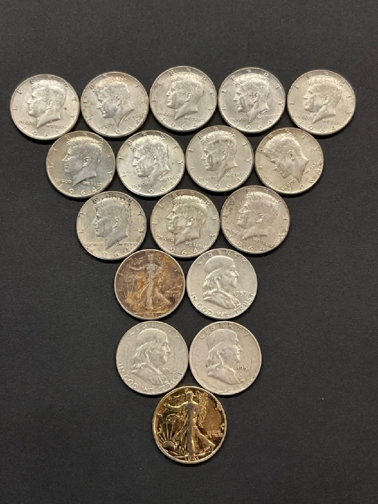 17- 90% Silver US Half Dollars: 17- 90% Silver US Half Dollars.$4.25 Face Value.