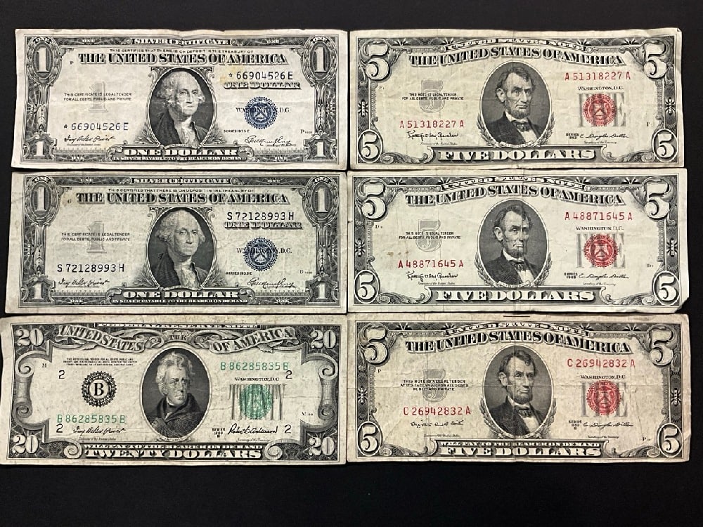 $37 Face Silver Certificates, Red Seals and FRN’s: $37 Face Silver Certificates, Red Seals and FRN’s.