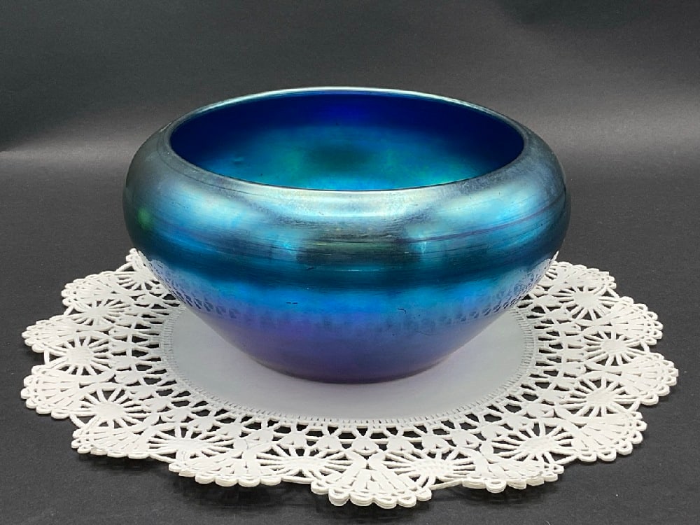 Vintage Steuben Blue Aurene Glass Bowl #2687 (1 of 5)
