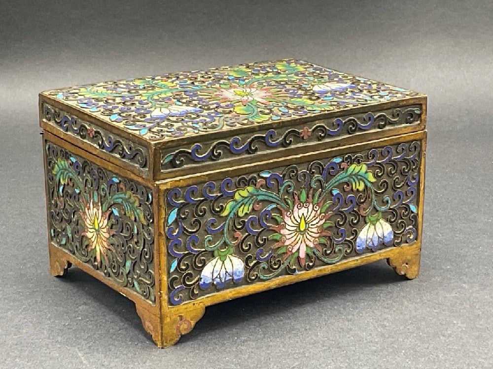 Early Chinese Cloisonné Enameled Footed Box (1 of 6)