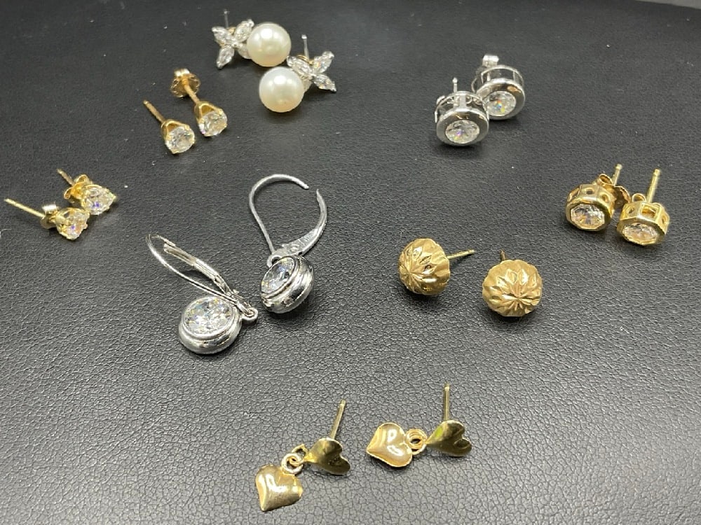 Eight (8) Pairs 14K Gold Assorted Earrings (1 of 3)