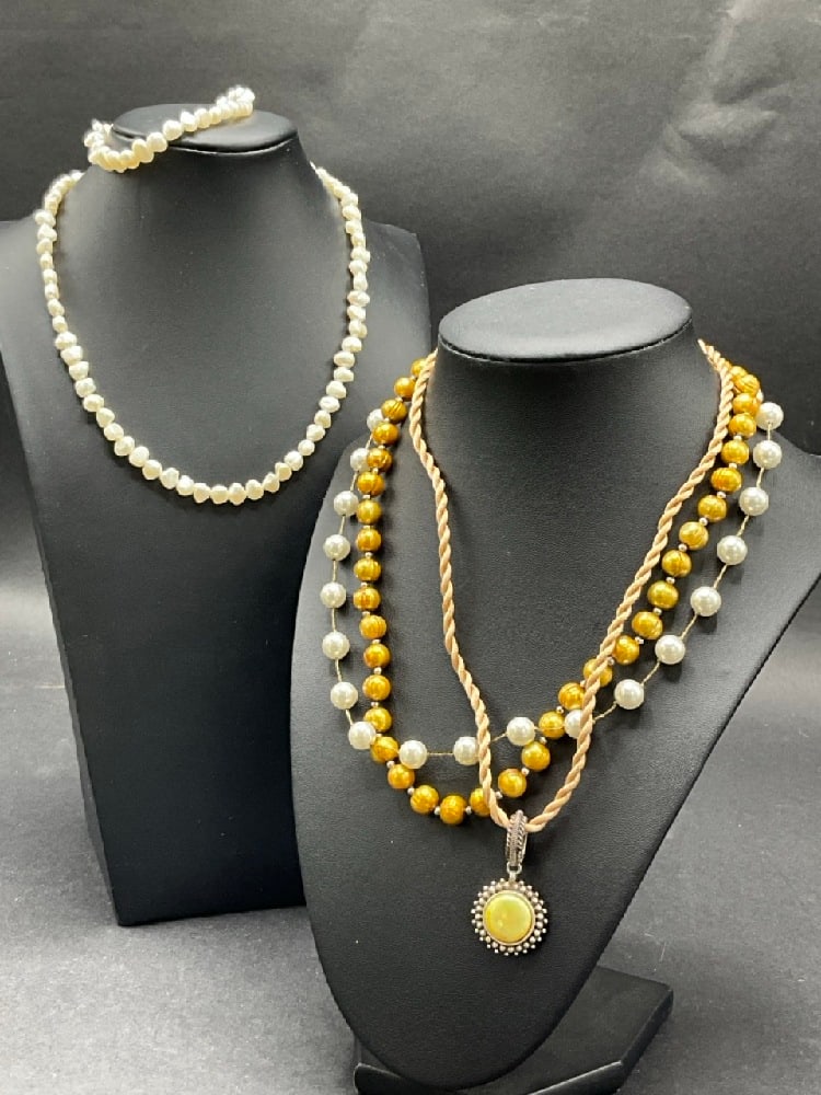 Compiled Grouping of Five (5) Pearl Necklaces, Bracelet (1 of 5)