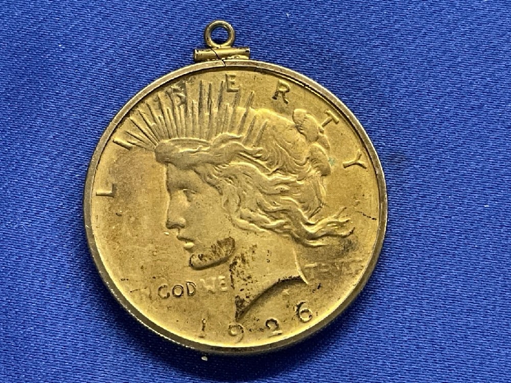 1926 U.S. Peace Silver Dollar Pendant: 1926 U.S. Peace Silver Dollar Pendant.