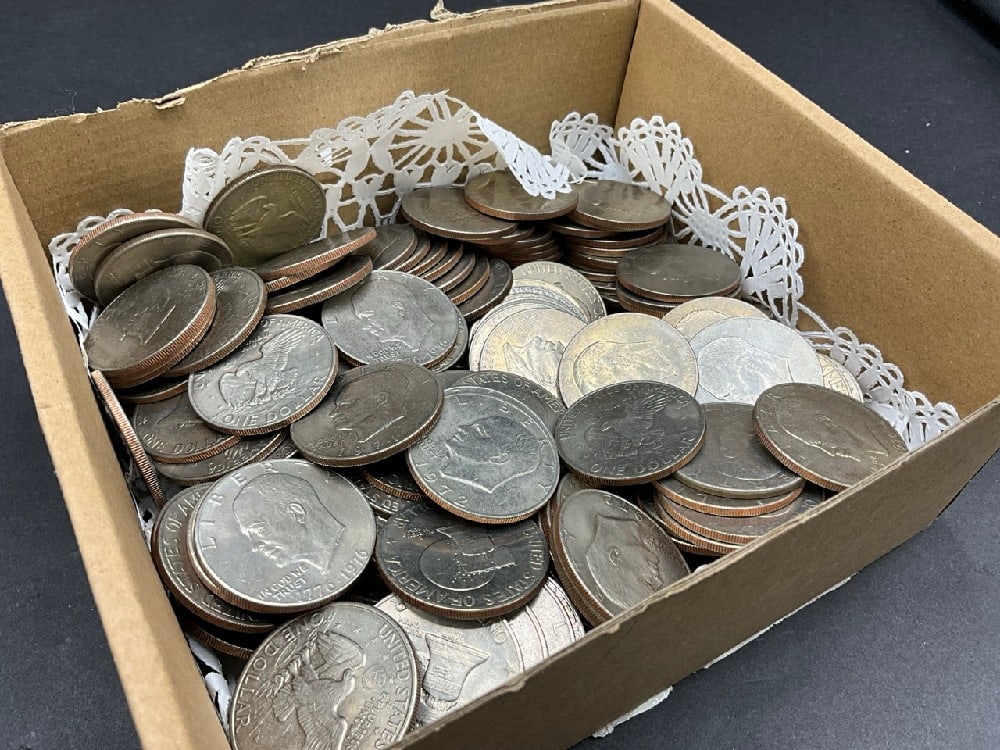 $183 Face Eisenhower $1 Coins: $183 Face Eisenhower $1 Coins. As seen in photograph preview. 1970's era.