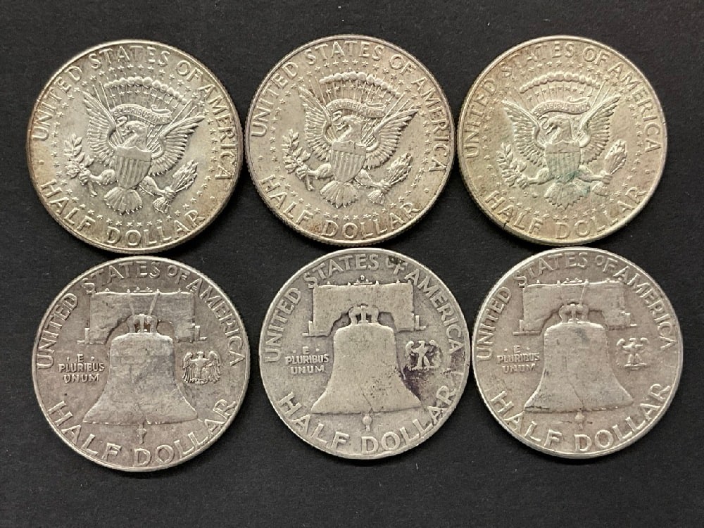 (6) 90% Silver US Half Dollars - 2