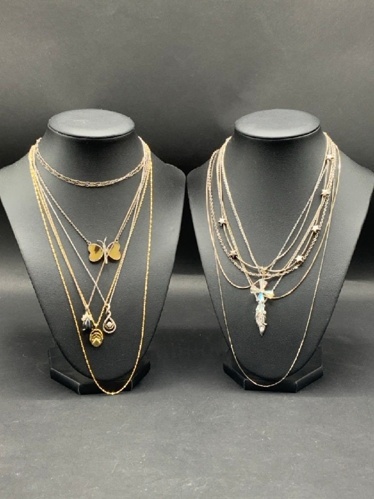 Fourteen (14) Piece Sterling Silver Necklaces (1 of 5)