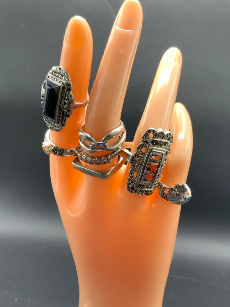 Seven (7) Sterling Silver Rings: Seven (7) Sterling Silver Rings Total Weight 38.9