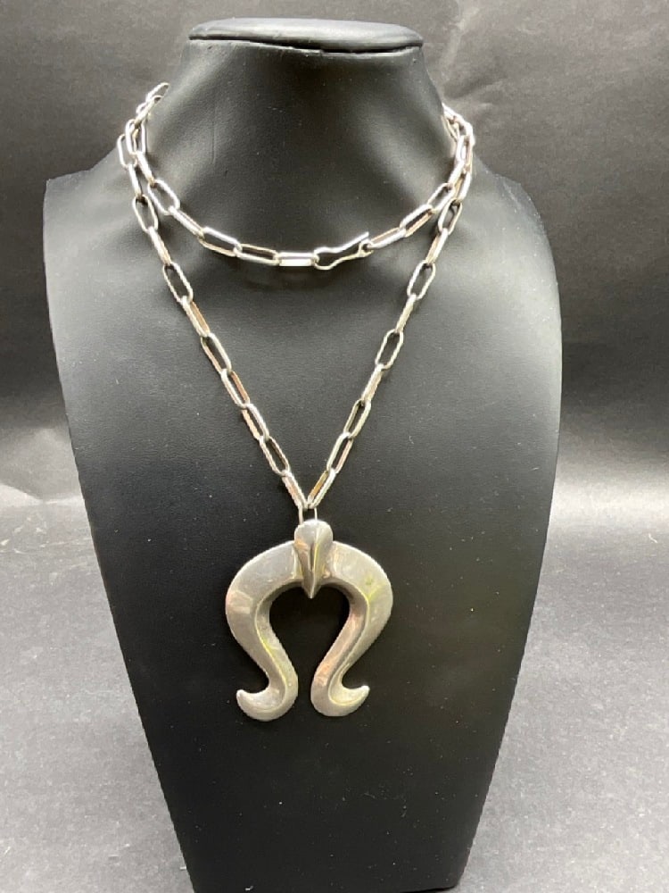 Heavy Artisan Sterling Silver 27?? Paperclip Necklace and Pendant (1 of 6)