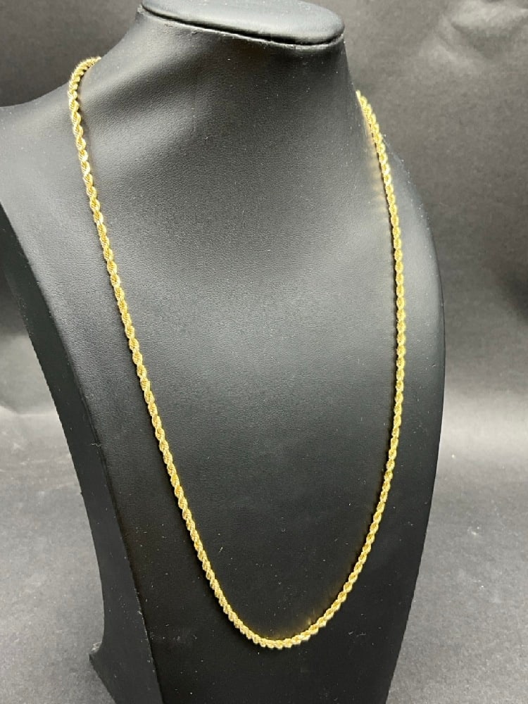 Heavy 14K Yellow Gold Rope Chain Necklace 22.5" (1 of 5)
