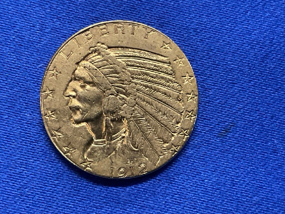 1912 U.S. $5 Indian Head Half Eagle Gold Coin (1 of 4)
