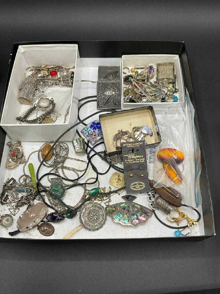 Box Of Misc. Jewelry w/ Sterling Silver (1 of 8)