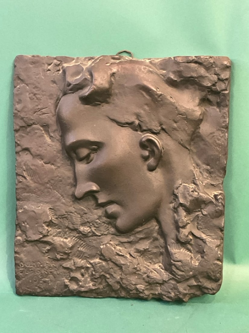 Gunnar Elfgren (Swedish, 1896 - 1976) Art Deco Bronze Plaque: Gunnar Elfgren (Swedish, 1896 - 1976)Art Deco Period Bronze Portrait Plaque. Dated 1924. Signed lower left. Dimensions: 15” x 17”