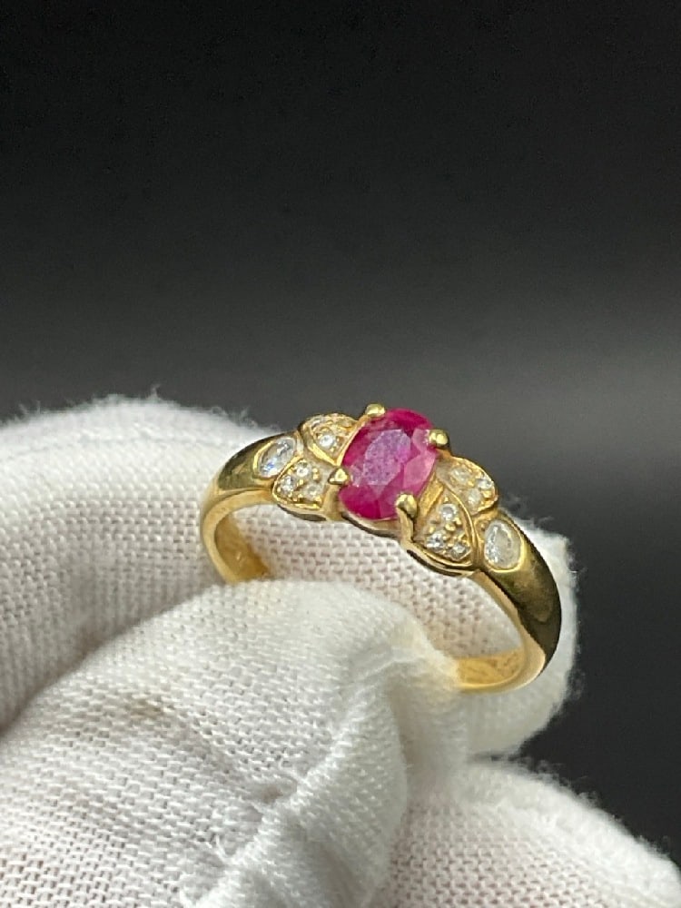 18K Yellow Gold Ruby and Diamond Ring - 2
