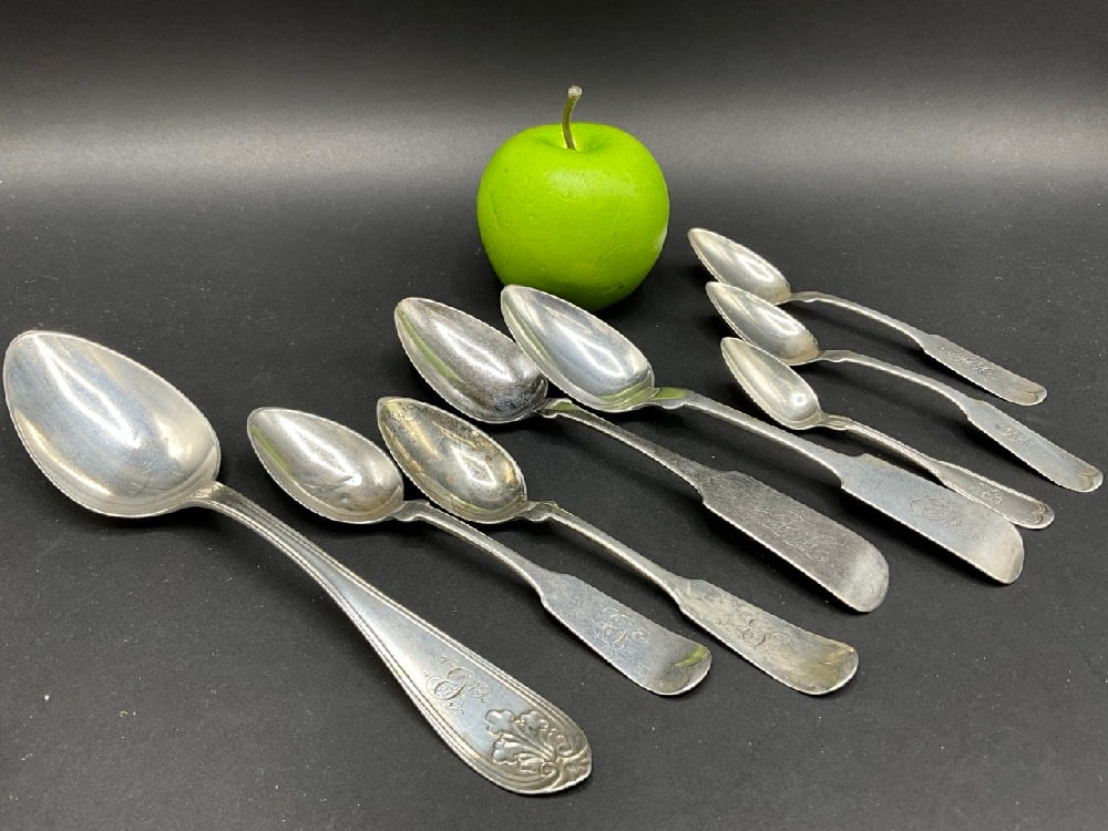 Eight (8] Piece Sterling Silver Spoons: Eight (8] Piece Sterling Silver Spoons.Total weight: 202.2 grams .