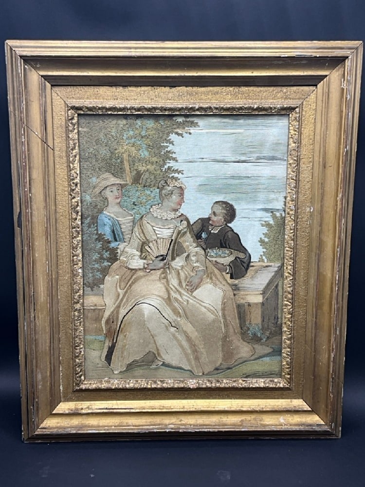 Early 19th Century Silk Embroidery Work: Early 19th Century Silk Embroidery Work.Dimensions: 12 1/2” x 9 1/2” and 18 1/2” x 15”