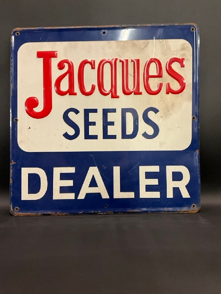 Vintage Jacques Seeds Double Sided Metal Sign: Vintage Jacques Seeds Double Sided Metal Sign.Dimensions: