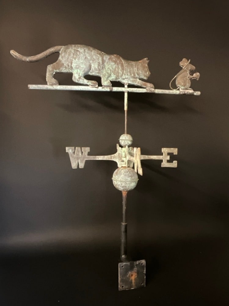 Vintage Cat and Mouse Weather Vane: Vintage Cat and Mouse Weather VaneGood Overall Condition, Please See Photograph Preview Dimensions: 33” H x 27” W