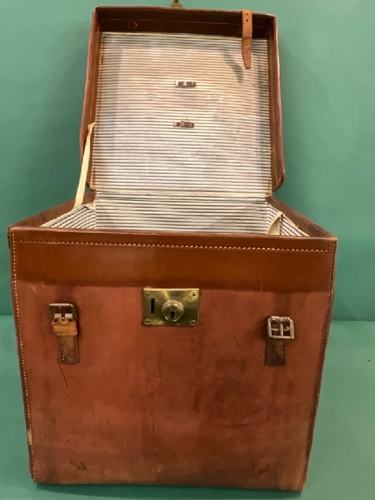 Victorian Leather Square Hat Box - 2