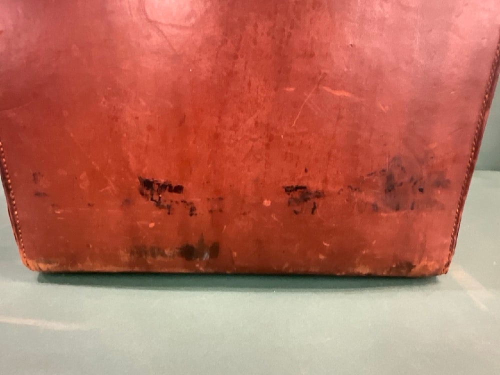 Victorian Leather Square Hat Box - 7