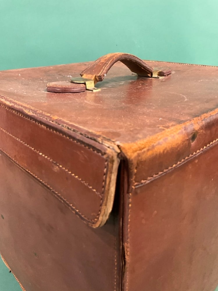 Victorian Leather Square Hat Box - 8