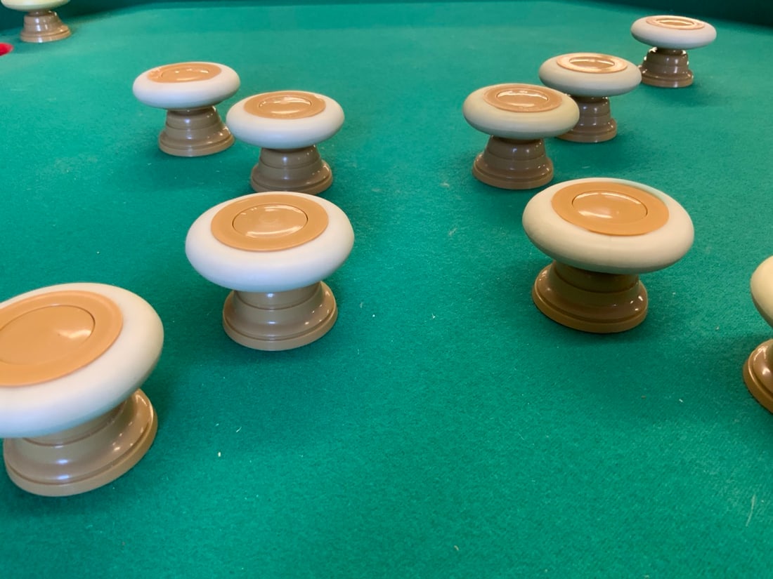 Snooker/Poker Combo Games Table Good Condition, Please See Photographs Preview ( Noted Stain Green: Snooker/Poker Combo Games Table Good Condition, Please See Photographs Preview ( Noted Stain Green and Leg was Repaired) Dimensions: 31” H x 47 1/2” D