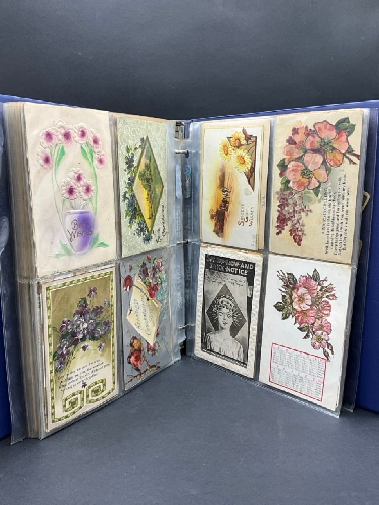 Over 200+ Estate Album Assorted Postcards: Over 200+ Assorted Postcards.Holiday, Lincoln, Indians Christmas New Year's Limited photographs. In person preview encouraged.