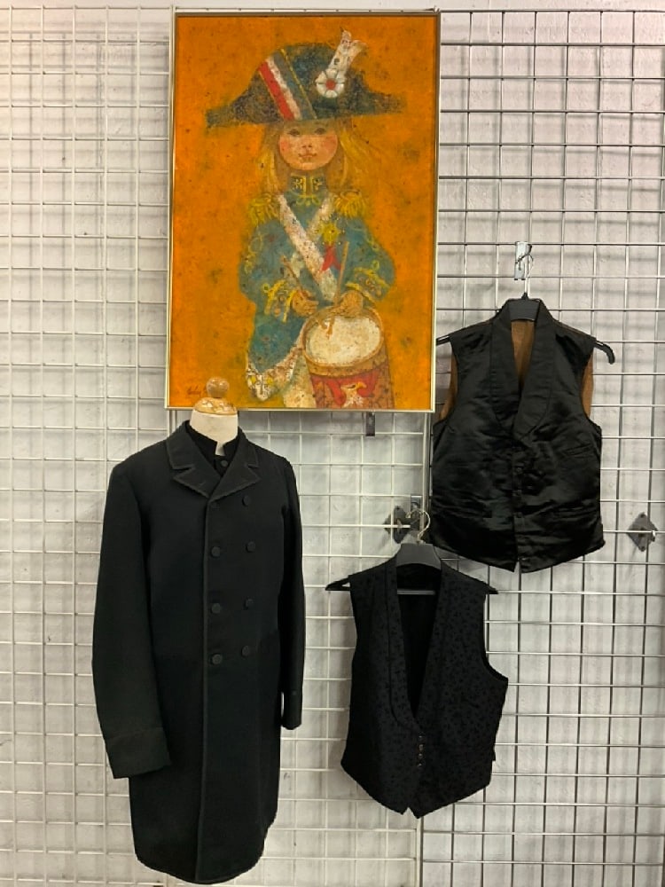 Antique Men's Frock & Vests: Antique Frock & Vests.Dimensions: Frock - 37” Length Chest - 34” Vest - 21” - 24” lengthChest - 30” - 34”