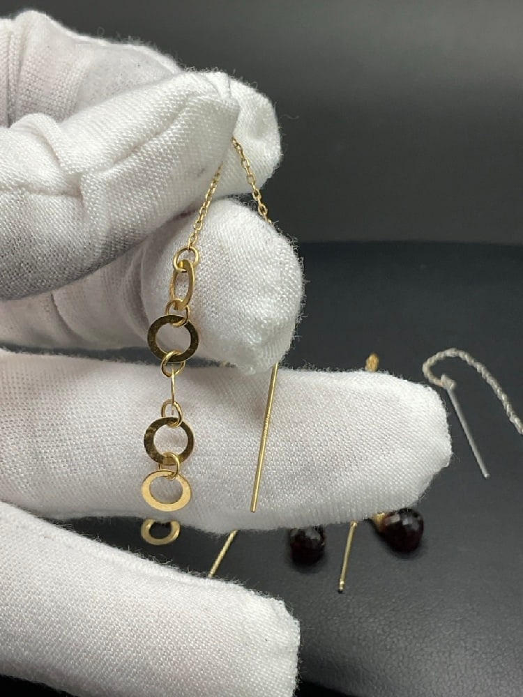 Three (3) 14K Yellow Gold Threading Dangle Earrings - 2