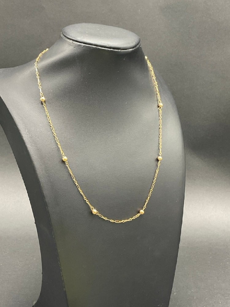 14K Yellow Gold 18" Necklace with Ball Spacers: 14K Yellow Gold 18" Necklace with Ball Spacers.Total weight: 1.9 grams.