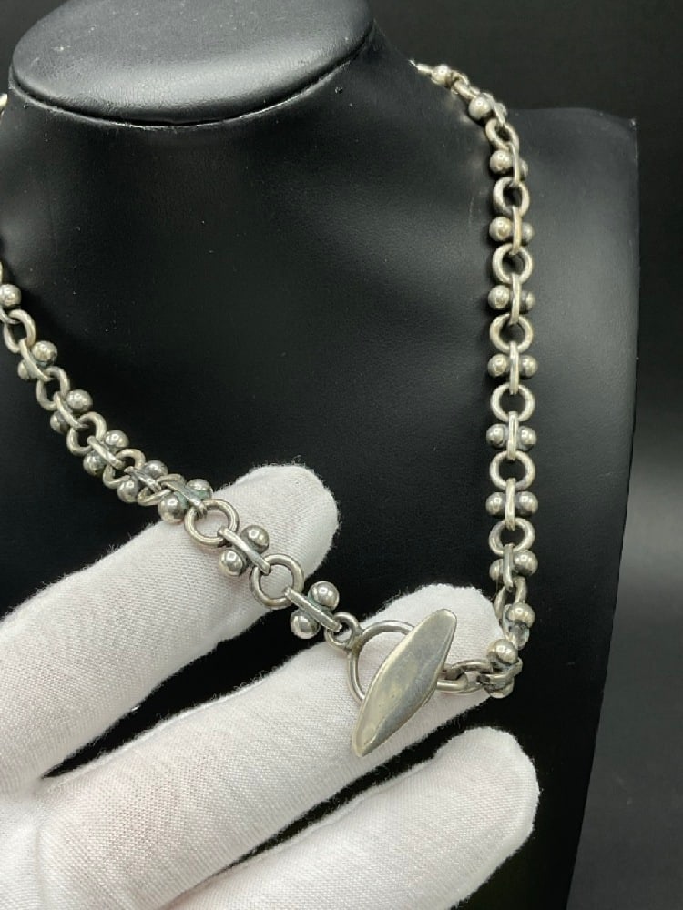 Georg Jensen Sterling Silver Choker Necklace w/Toggle Clasp - 2