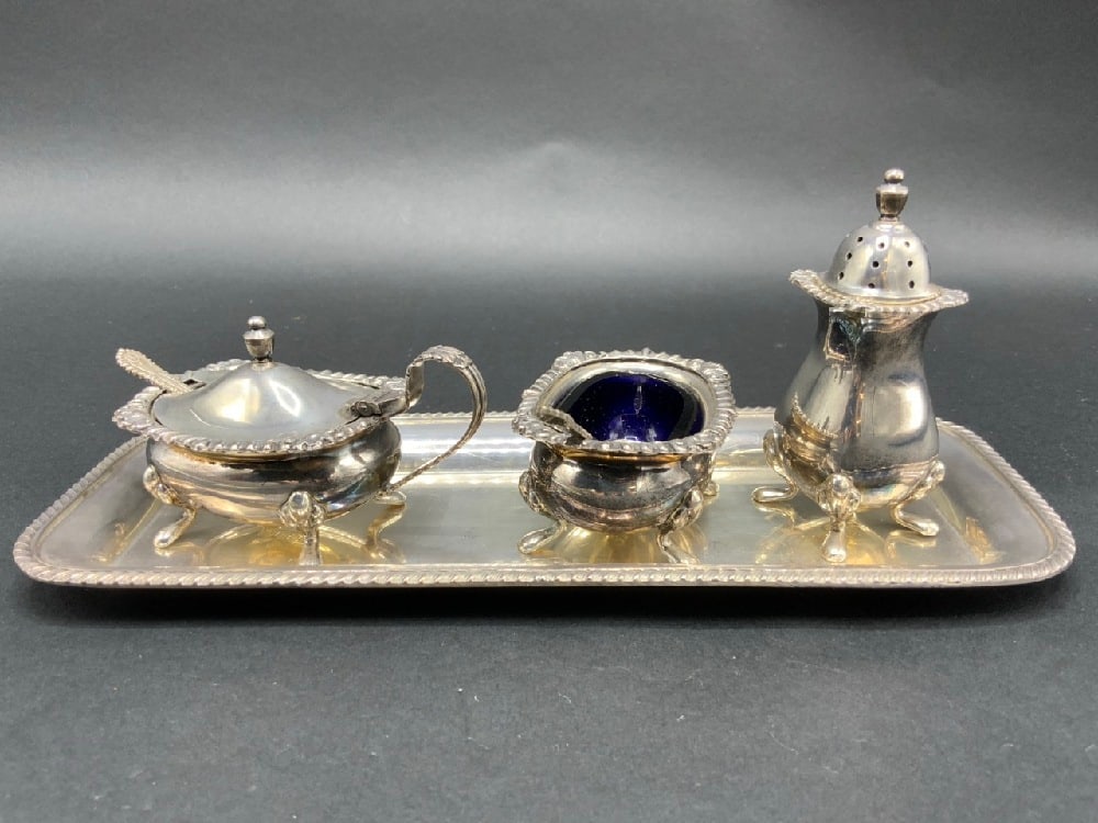 English Sterling Silver Condiment Caddy (1 of 5)