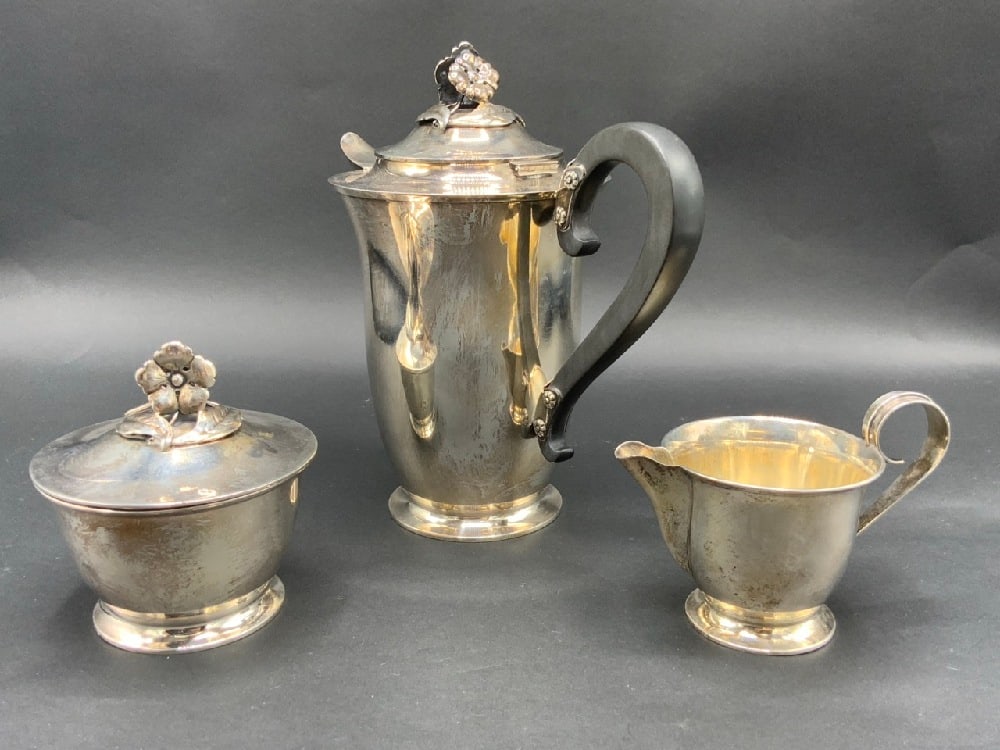 Oscar Bransch Swedish Silver Smith Mid Century 3 pc Tea Set (1 of 5)