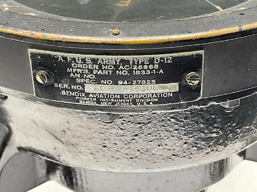 WWII Era Bendix D 12 Aperiodic Master Navigation Compass - 5