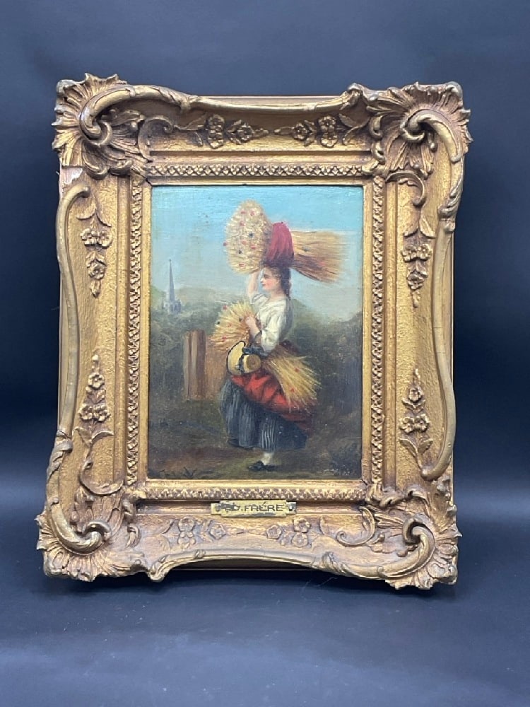 Oil Painting Signed O.Frere “Little Gleaner “ (1 of 5)