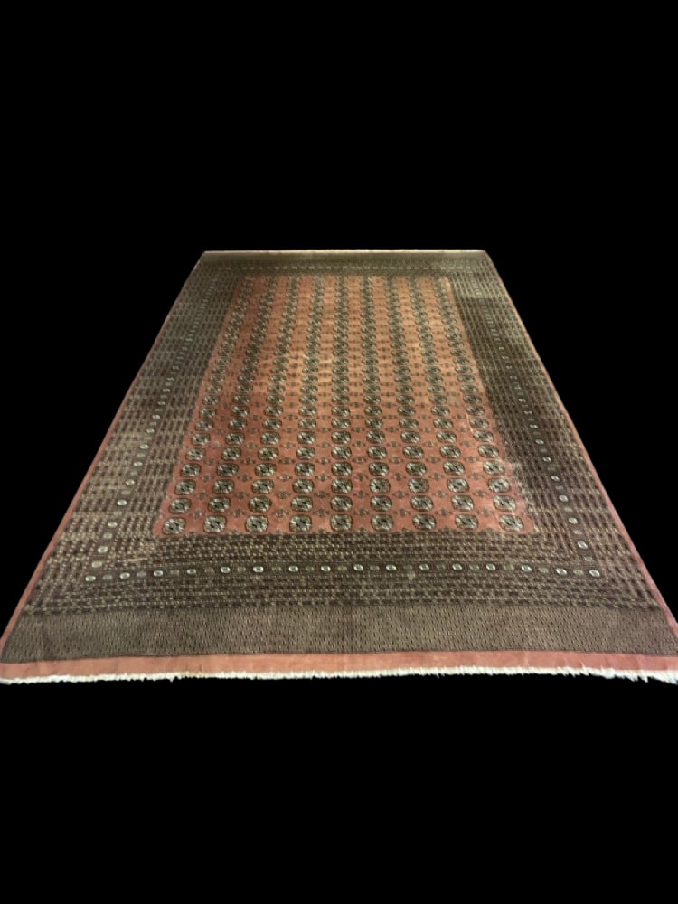 13ft X 10ft Hand Woven Bokhara Carpet: 13ft X 10ft Hand Woven Bokhara Carpet.Dimensions: 13 Ft 4” x 10ft 4” .Provenance: YMCA, Frost Valley Castle, Claryville, New York.