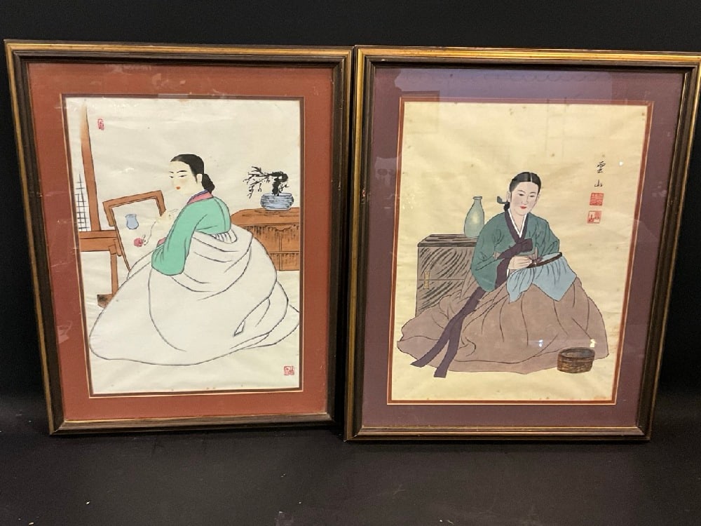 Two (2) Japanese Signed Prints, Korean Style Women (1 of 6)