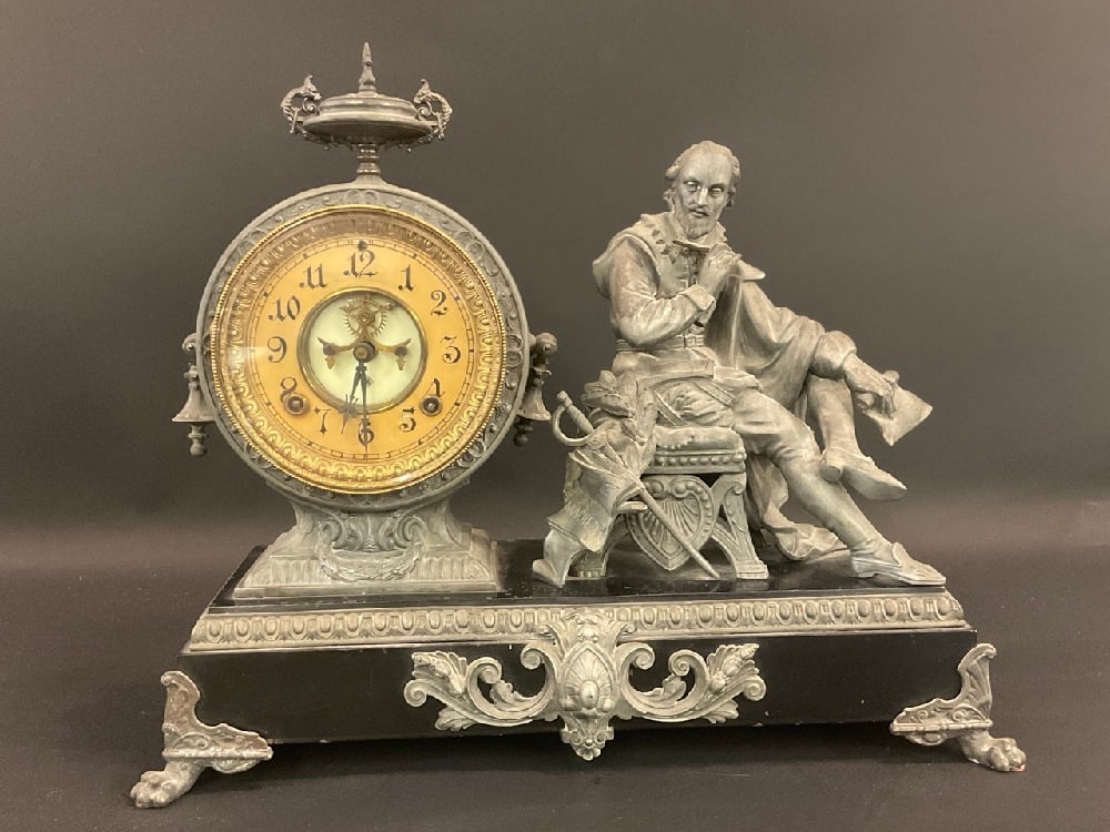 Antique Ansonia “ Shakespeare?? Figural Mantel Clock (1 of 4)