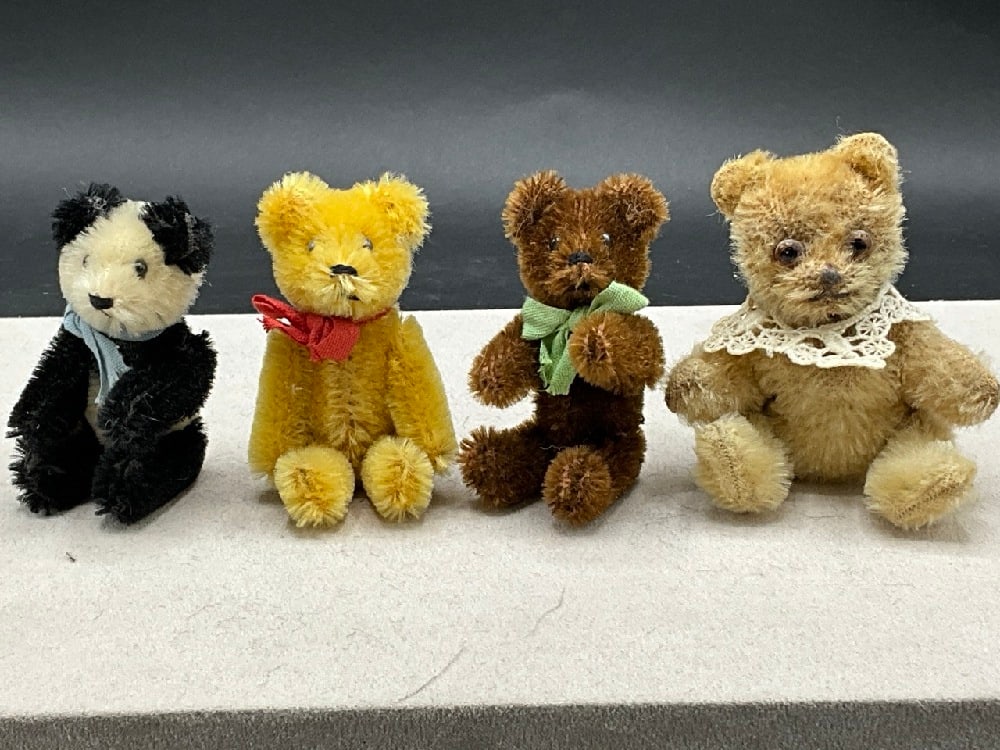 Four (4) Miniature Mohair Teddy Bears (1 of 7)