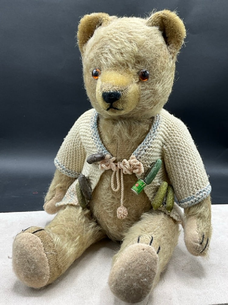 Teddy Bear With Knitted Sweater w/Pickle Pins (1 of 6)