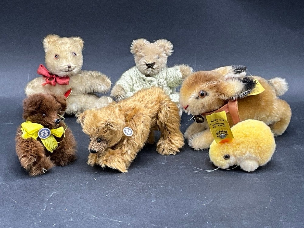 Six (6) Estate Compiled Miniature Mohair Bears and Steiff Rabbits (1 of 8)