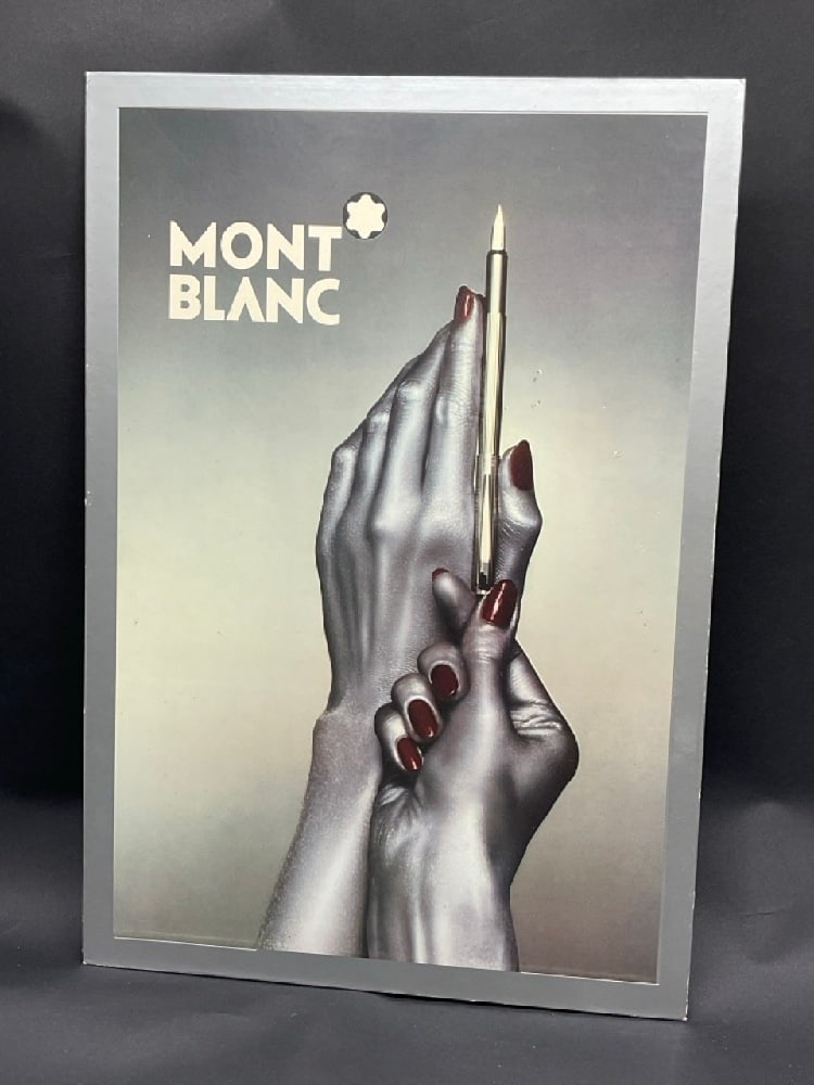 Rare 1980's Mont Blanc Pen Store Easel Back Advertising Sign (1 of 3)
