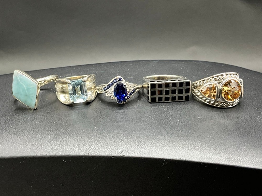Five (5) Compiled Sterling Silver Rings - 2