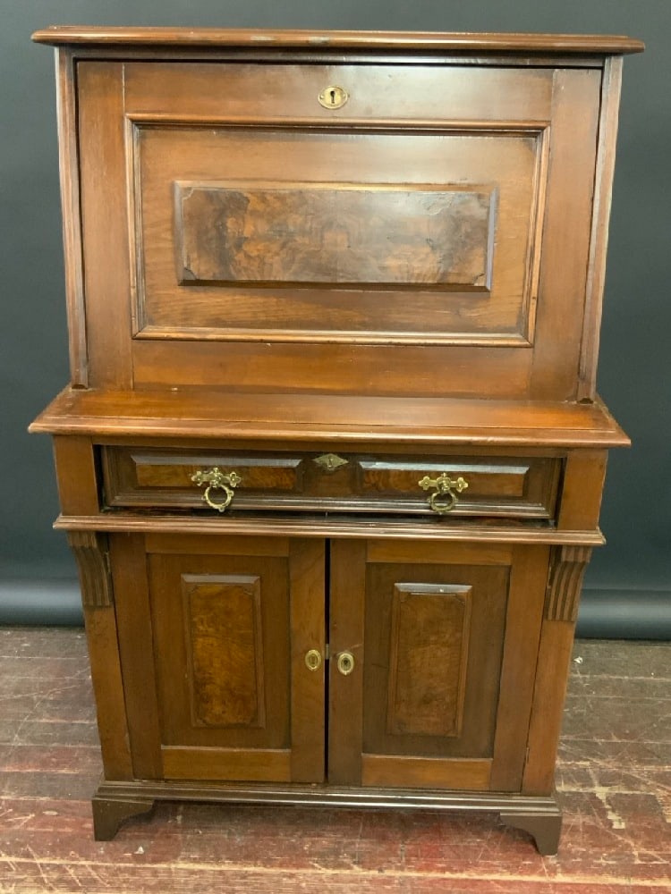 Victorian Drop Front Secretary .Good Condition, Please See Preview Photographs ( keys in (1 of 9)