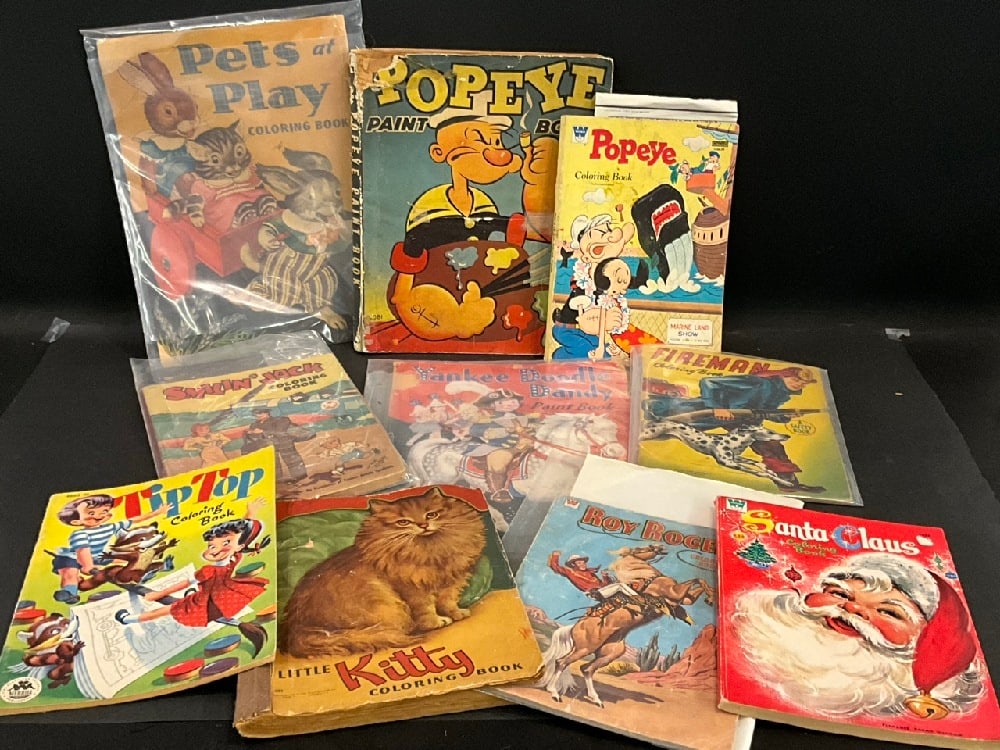 Ten (10) Vintage Paint & Coloring Books. As seen in photograph preview. May be used or incomplete. (1 of 5)