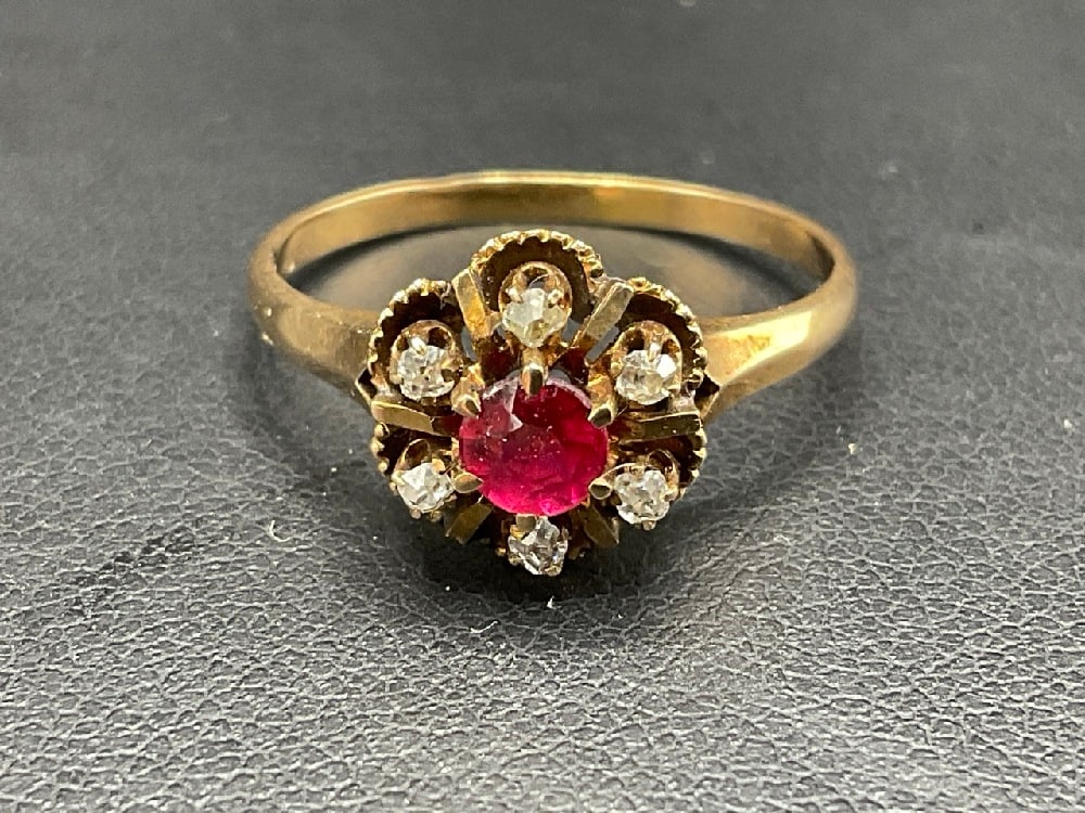 14K Diamond and Ruby Ring Size 8 - 2