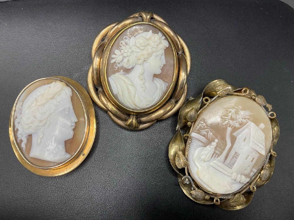 Three (3) 19th Century Antique Cameos Brooches.Dimensions: 2 1/4?? x 2?? Largest, (1 of 7)